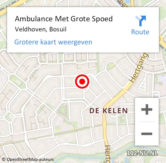 Locatie op kaart van de 112 melding: Ambulance Met Grote Spoed Naar Veldhoven, Bosuil op 29 augustus 2017 04:25