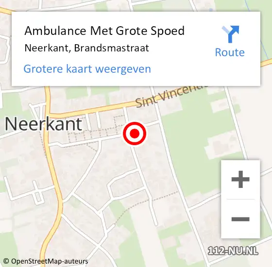 Locatie op kaart van de 112 melding: Ambulance Met Grote Spoed Naar Neerkant, Brandsmastraat op 29 augustus 2017 04:57