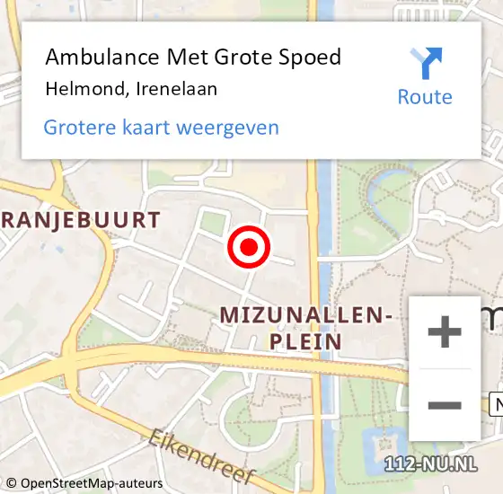 Locatie op kaart van de 112 melding: Ambulance Met Grote Spoed Naar Helmond, Irenelaan op 29 augustus 2017 05:05