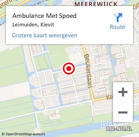 Locatie op kaart van de 112 melding: Ambulance Met Spoed Naar Leimuiden, Kievit op 29 augustus 2017 05:09