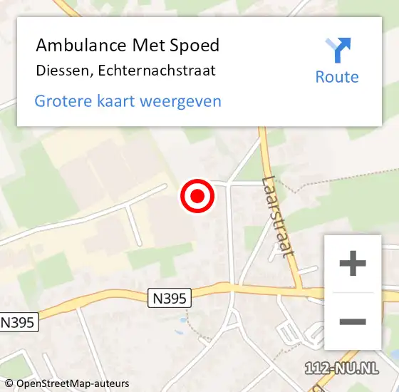 Locatie op kaart van de 112 melding: Ambulance Met Spoed Naar Diessen, Echternachstraat op 29 augustus 2017 05:27