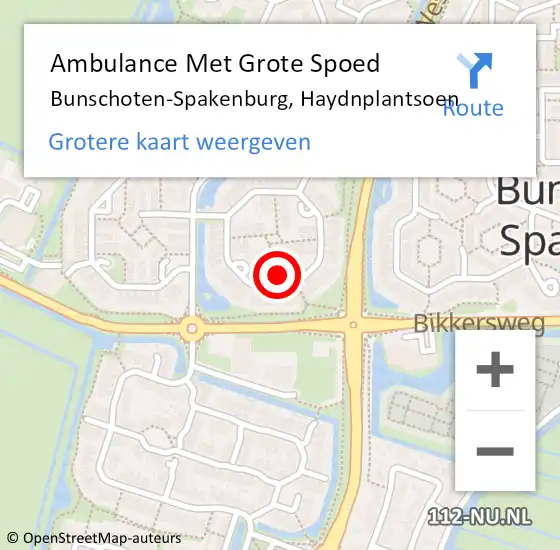 Locatie op kaart van de 112 melding: Ambulance Met Grote Spoed Naar Bunschoten-Spakenburg, Haydnplantsoen op 29 augustus 2017 05:42