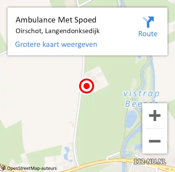 Locatie op kaart van de 112 melding: Ambulance Met Spoed Naar Oirschot, Langendonksedijk op 29 augustus 2017 06:30