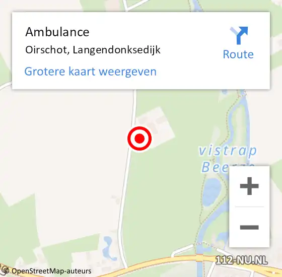 Locatie op kaart van de 112 melding: Ambulance Oirschot, Langendonksedijk op 29 augustus 2017 07:49