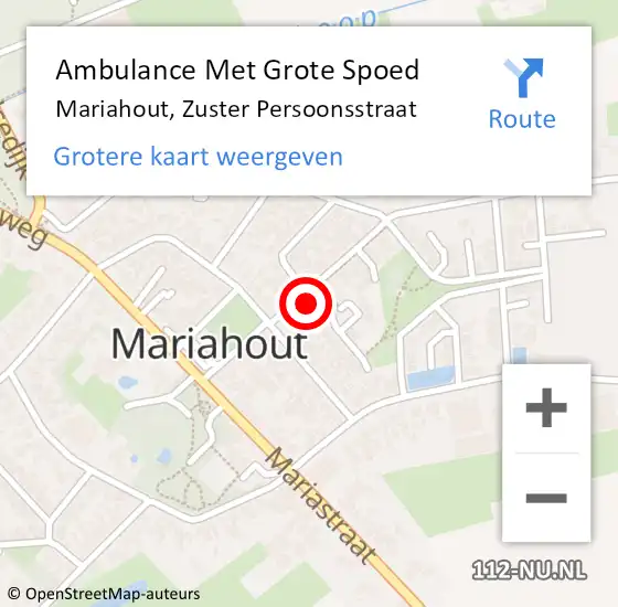 Locatie op kaart van de 112 melding: Ambulance Met Grote Spoed Naar Mariahout, Zuster Persoonsstraat op 29 augustus 2017 09:13