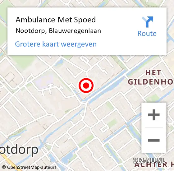 Locatie op kaart van de 112 melding: Ambulance Met Spoed Naar Nootdorp, Blauweregenlaan op 29 augustus 2017 09:29