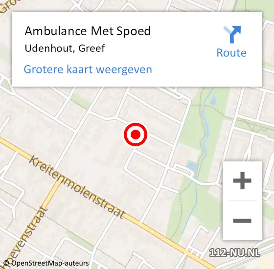 Locatie op kaart van de 112 melding: Ambulance Met Spoed Naar Udenhout, Greef op 29 augustus 2017 09:39