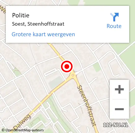 Locatie op kaart van de 112 melding: Politie Soest, Steenhoffstraat op 29 augustus 2017 09:46