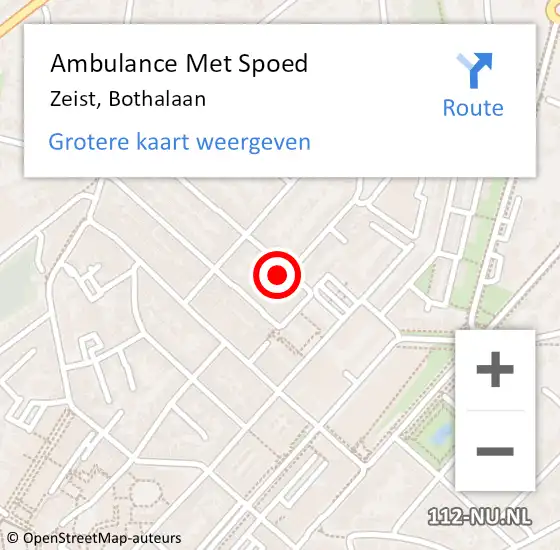 Locatie op kaart van de 112 melding: Ambulance Met Spoed Naar Zeist, Bothalaan op 29 augustus 2017 10:41