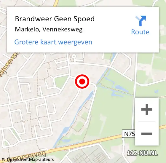 Locatie op kaart van de 112 melding: Brandweer Geen Spoed Naar Markelo, Vennekesweg op 29 augustus 2017 10:46