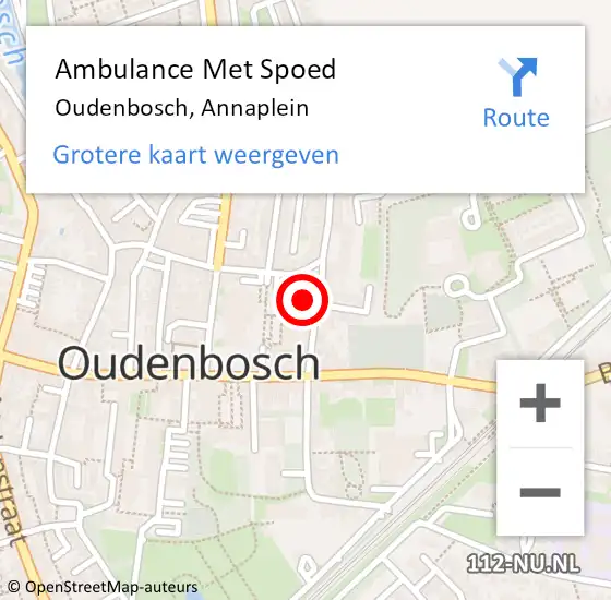 Locatie op kaart van de 112 melding: Ambulance Met Spoed Naar Oudenbosch, Annaplein op 29 augustus 2017 10:53