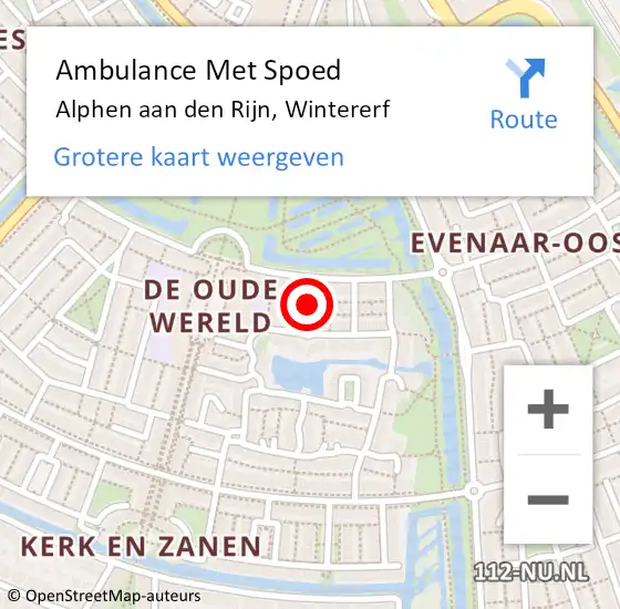 Locatie op kaart van de 112 melding: Ambulance Met Spoed Naar Alphen aan den Rijn, Wintererf op 29 augustus 2017 11:18