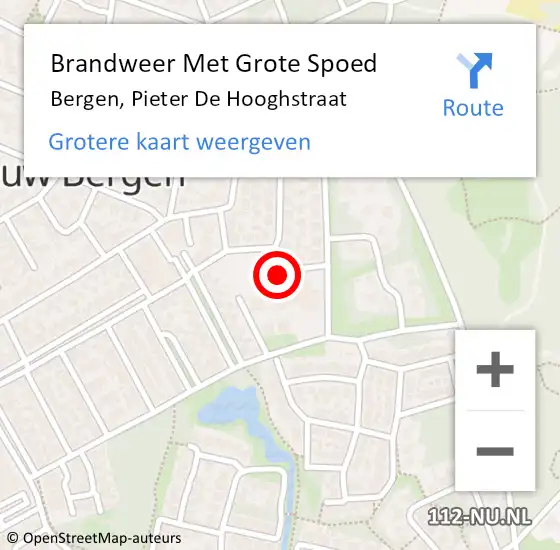 Locatie op kaart van de 112 melding: Brandweer Met Grote Spoed Naar Bergen, Pieter De Hooghstraat op 29 augustus 2017 11:22