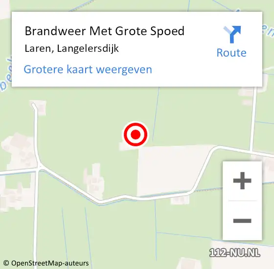 Locatie op kaart van de 112 melding: Brandweer Met Grote Spoed Naar Laren, Langelersdijk op 29 augustus 2017 11:45