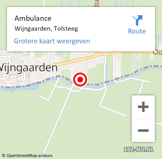 Locatie op kaart van de 112 melding: Ambulance Wijngaarden, Tolsteeg op 29 augustus 2017 11:54