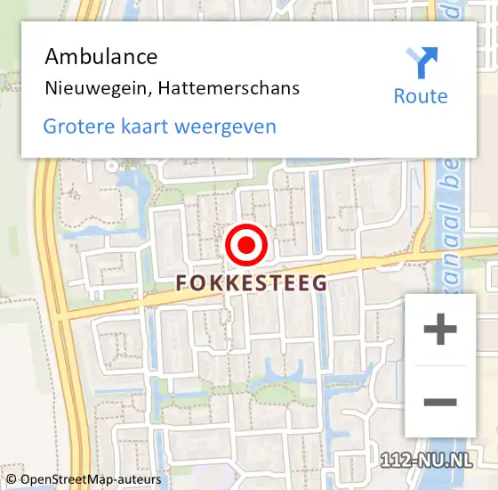 Locatie op kaart van de 112 melding: Ambulance Nieuwegein, Hattemerschans op 29 augustus 2017 12:01