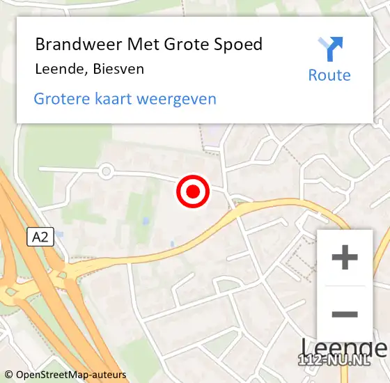 Locatie op kaart van de 112 melding: Brandweer Met Grote Spoed Naar Leende, Biesven op 29 augustus 2017 13:04