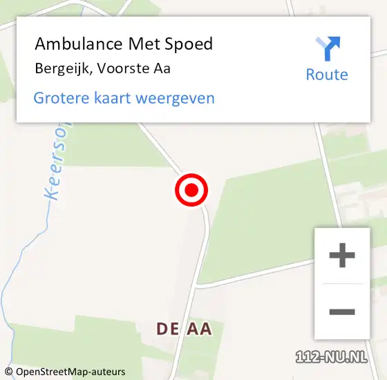 Locatie op kaart van de 112 melding: Ambulance Met Spoed Naar Bergeijk, Voorste Aa op 29 augustus 2017 13:26