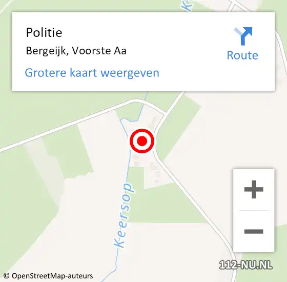 Locatie op kaart van de 112 melding: Politie Bergeijk, Voorste Aa op 29 augustus 2017 13:29