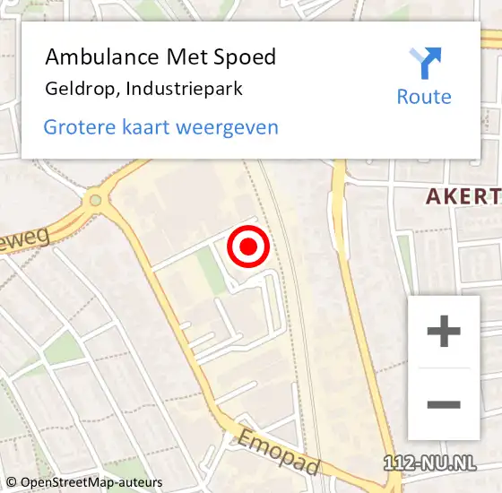 Locatie op kaart van de 112 melding: Ambulance Met Spoed Naar Geldrop, Industriepark op 29 augustus 2017 13:33