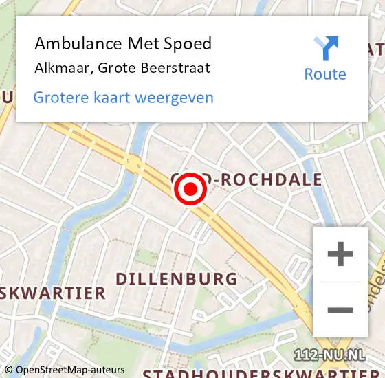 Locatie op kaart van de 112 melding: Ambulance Met Spoed Naar Alkmaar, Grote Beerstraat op 29 augustus 2017 14:33