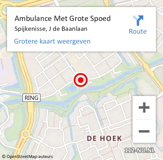 Locatie op kaart van de 112 melding: Ambulance Met Grote Spoed Naar Spijkenisse, J de Baanlaan op 29 augustus 2017 14:51