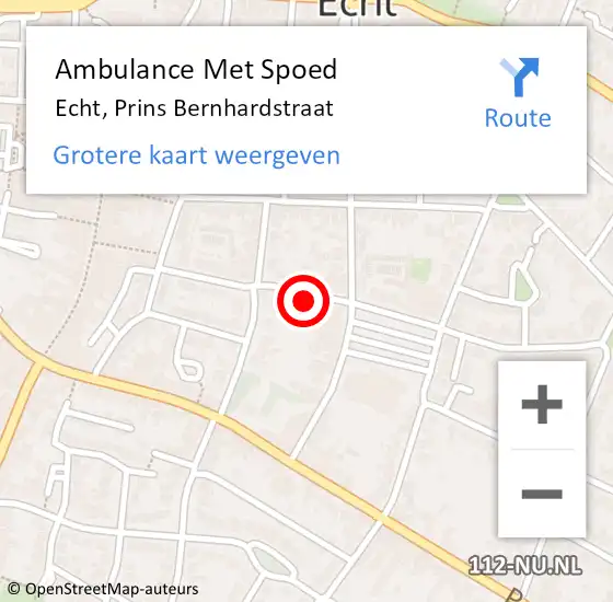 Locatie op kaart van de 112 melding: Ambulance Met Spoed Naar Echt, Prins Bernhardstraat op 29 augustus 2017 16:06