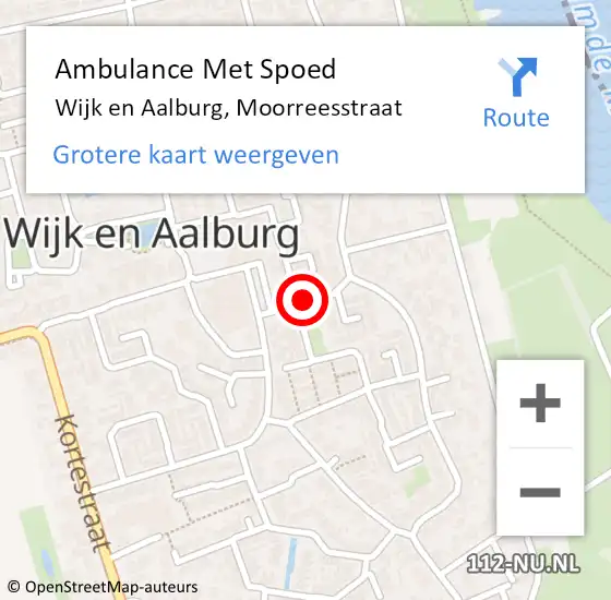 Locatie op kaart van de 112 melding: Ambulance Met Spoed Naar Wijk en Aalburg, Moorreesstraat op 29 augustus 2017 16:12