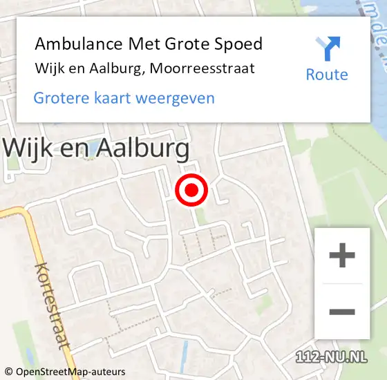 Locatie op kaart van de 112 melding: Ambulance Met Grote Spoed Naar Wijk en Aalburg, Moorreesstraat op 29 augustus 2017 16:15