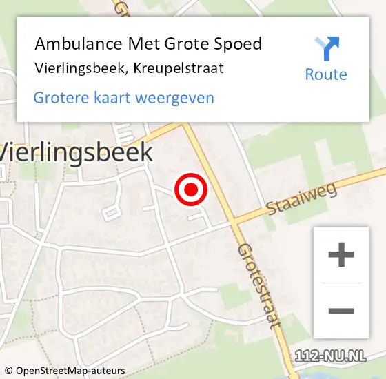 Locatie op kaart van de 112 melding: Ambulance Met Grote Spoed Naar Vierlingsbeek, Kreupelstraat op 29 augustus 2017 16:23