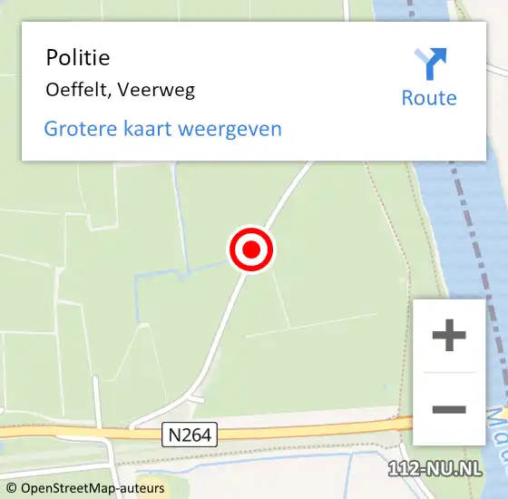 Locatie op kaart van de 112 melding: Politie Oeffelt, Veerweg op 29 augustus 2017 16:31