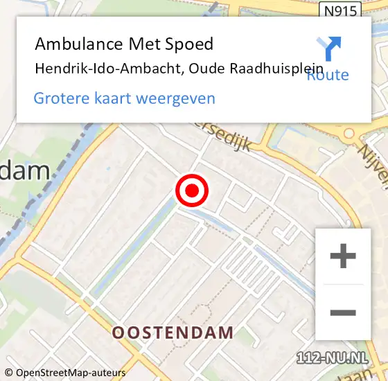 Locatie op kaart van de 112 melding: Ambulance Met Spoed Naar Hendrik-Ido-Ambacht, Oude Raadhuisplein op 29 augustus 2017 16:50