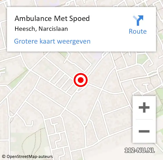 Locatie op kaart van de 112 melding: Ambulance Met Spoed Naar Heesch, Narcislaan op 29 augustus 2017 17:01