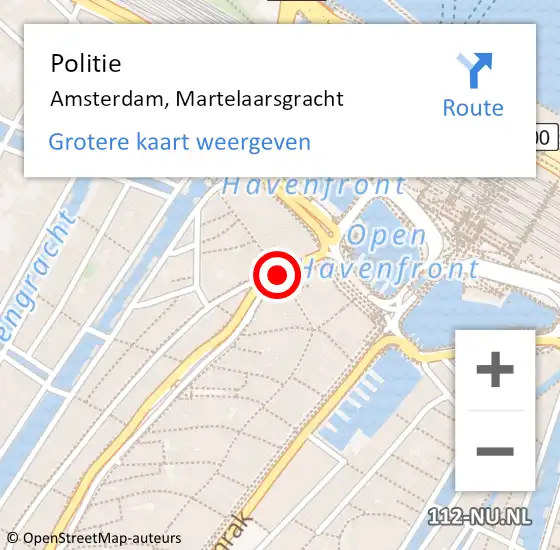 Locatie op kaart van de 112 melding: Politie Amsterdam, Martelaarsgracht op 29 augustus 2017 17:44