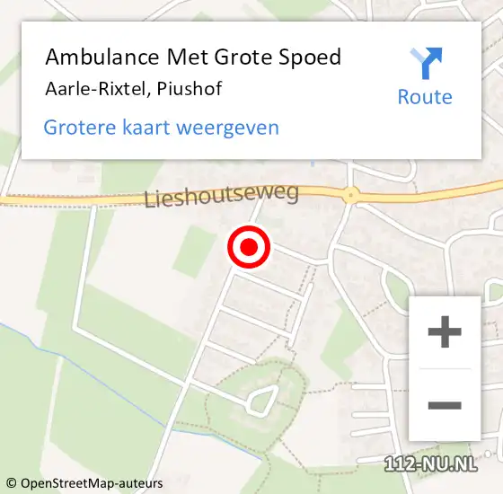 Locatie op kaart van de 112 melding: Ambulance Met Grote Spoed Naar Aarle-Rixtel, Piushof op 29 augustus 2017 17:48