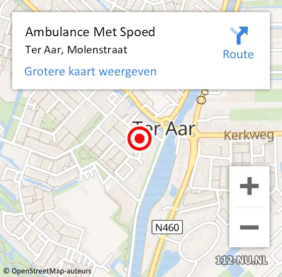 Locatie op kaart van de 112 melding: Ambulance Met Spoed Naar Ter Aar, Molenstraat op 29 augustus 2017 18:07