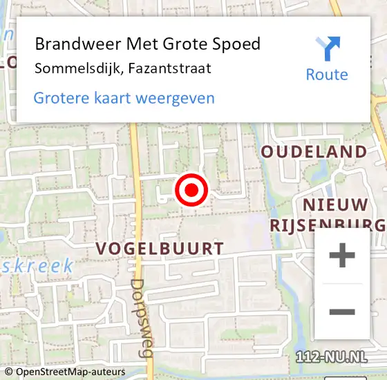 Locatie op kaart van de 112 melding: Brandweer Met Grote Spoed Naar Sommelsdijk, Fazantstraat op 29 augustus 2017 20:17