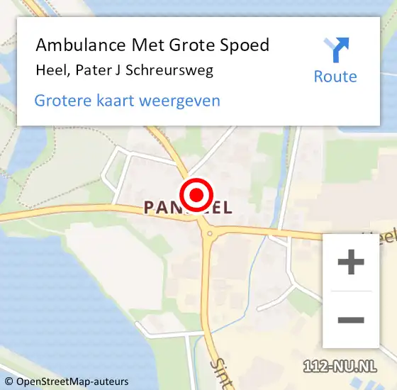 Locatie op kaart van de 112 melding: Ambulance Met Grote Spoed Naar Heel, Pater J Schreursweg op 29 augustus 2017 20:30