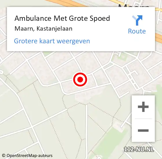 Locatie op kaart van de 112 melding: Ambulance Met Grote Spoed Naar Maarn, Kastanjelaan op 29 augustus 2017 20:52