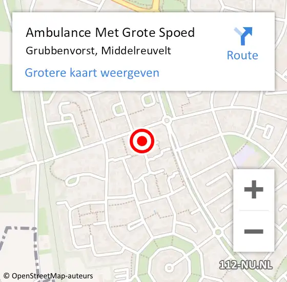 Locatie op kaart van de 112 melding: Ambulance Met Grote Spoed Naar Grubbenvorst, Middelreuvelt op 29 augustus 2017 21:02