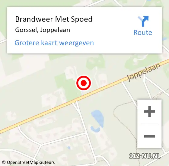 Locatie op kaart van de 112 melding: Brandweer Met Spoed Naar Gorssel, Joppelaan op 29 augustus 2017 21:08