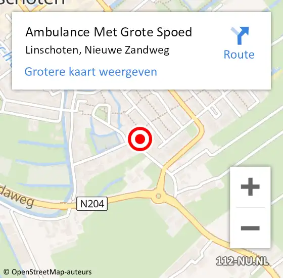 Locatie op kaart van de 112 melding: Ambulance Met Grote Spoed Naar Linschoten, Nieuwe Zandweg op 29 augustus 2017 22:07