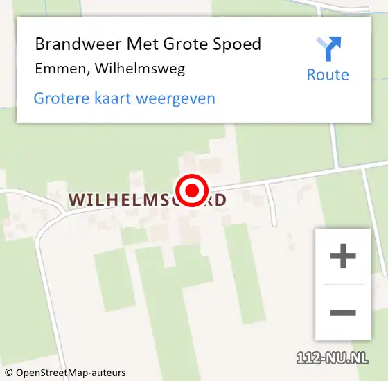 Locatie op kaart van de 112 melding: Brandweer Met Grote Spoed Naar Emmen, Wilhelmsweg op 29 augustus 2017 22:42