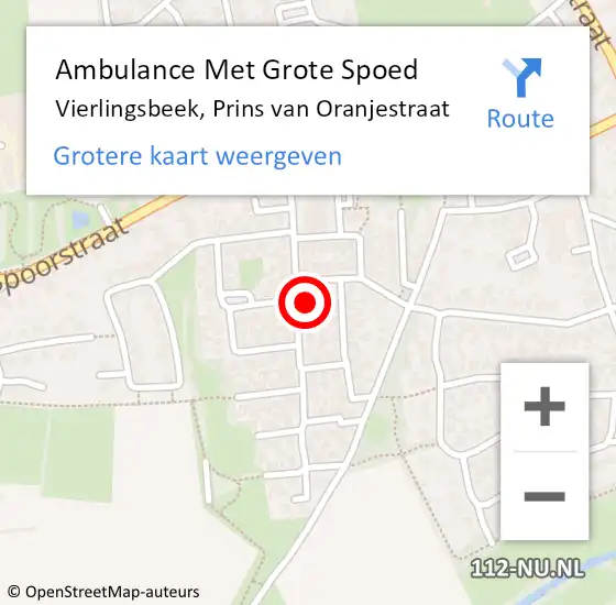 Locatie op kaart van de 112 melding: Ambulance Met Grote Spoed Naar Vierlingsbeek, Prins van Oranjestraat op 30 augustus 2017 00:10