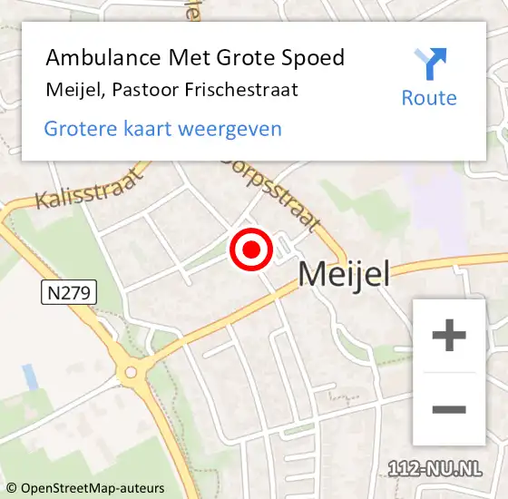 Locatie op kaart van de 112 melding: Ambulance Met Grote Spoed Naar Meijel, Pastoor Frischestraat op 20 september 2013 22:09