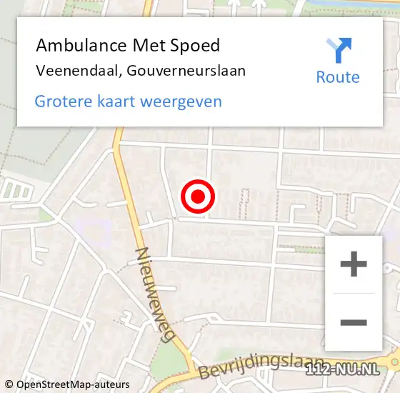 Locatie op kaart van de 112 melding: Ambulance Met Spoed Naar Veenendaal, Gouverneurslaan op 30 augustus 2017 00:27