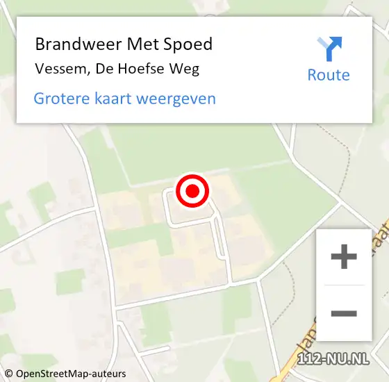 Locatie op kaart van de 112 melding: Brandweer Met Spoed Naar Vessem, De Hoefse Weg op 30 augustus 2017 00:30