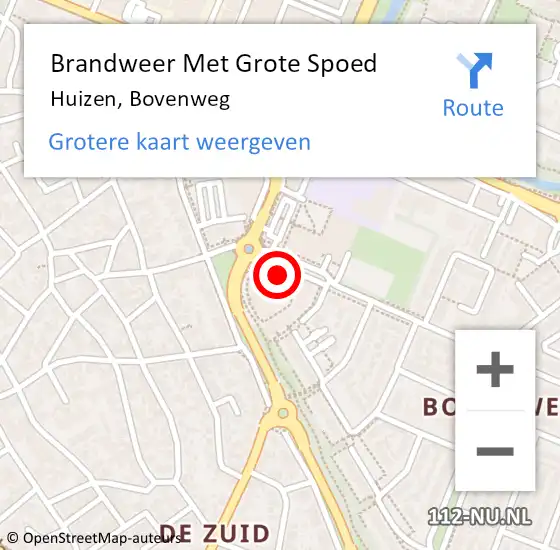 Locatie op kaart van de 112 melding: Brandweer Met Grote Spoed Naar Huizen, Bovenweg op 30 augustus 2017 02:46