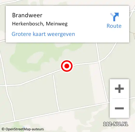 Locatie op kaart van de 112 melding: Brandweer Herkenbosch, Meinweg op 30 augustus 2017 04:55