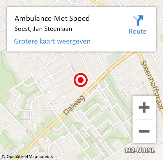 Locatie op kaart van de 112 melding: Ambulance Met Spoed Naar Soest, Jan Steenlaan op 30 augustus 2017 07:46